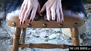 Edgy Brunette Babe Feels Horny and Wet While Masturbating Until Squirting Hot Pee