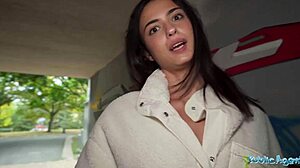 Spanish Teen in Stockings Rides Big Cock Outdoors for Orgasm