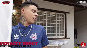 rough penalty shoot with bouncing balls and big cocks!