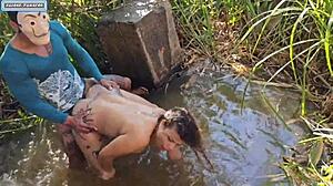 hung guys fuck girl in forest to dp in her ass 😈