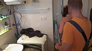 Can the repairman satisfy the sexy mature wife while her husband sleeps? Then he wakes and joins.