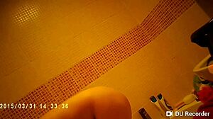 Spy Camera Captures Nude Tits in Shower with Hidden View