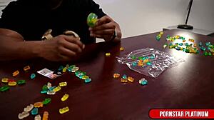 Leya Falcon massages Big Tres Mocha's cock with her ass