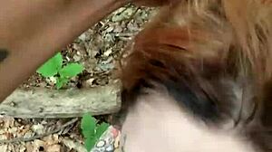 I got caught in the forest begging for that big black cock, choking and gagging in rough doggystyle domination as the emo goth babe submits to interracial humiliation outdoors