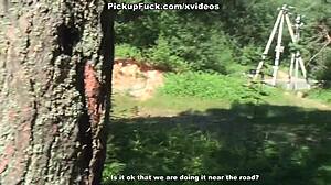 i picked up a beautiful girl for outdoor face action by the road