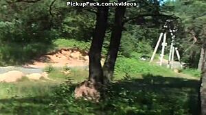 i picked up a beautiful girl for outdoor face action by the road