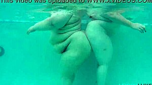 Busty BBW Lexxxi Luxe splashes with friend underwater