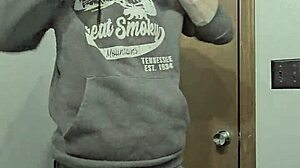 Getting Naked: Skinny Amateur Rips Clothes for Big Cock in Bathroom.