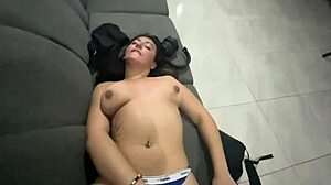 Young submissive latina gives her ass to stepbrother with spanking.