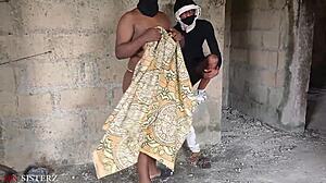 Ebony BBW Stepmom Takes Stepson to Abandoned Building for Intense Fucking.