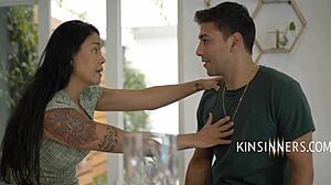 in the cinema, stepmom tells junior he's a natural at fucking her big ass