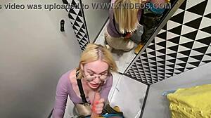 Getting a blowjob in the changing booth with my friend