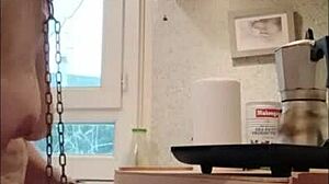 Watch this European milf slave in handcuffs getting dominated by her master with toys?