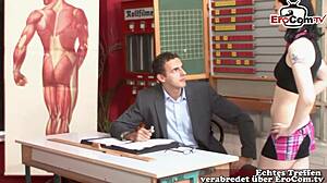 Detailed Sex in German School Between Petite Student and Teacher