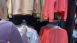 Getting a blowjob in the changing booth with my friend