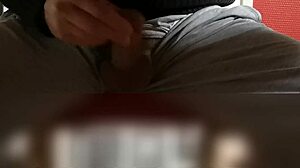 masturbation sous la table with voyeur spying on creampie