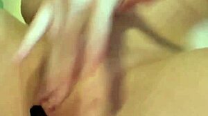 Young amateur with huge natural tits masturbates and cums on stuffed panties