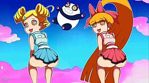 Teenage Powerpuff girls in panties and thongs throwing it back seductively