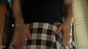 Crossdresser Pissing in Front of Mirror