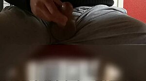masturbation sous la table with voyeur spying on creampie