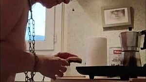 Watch this European milf slave in handcuffs getting dominated by her master with toys?