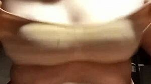 Tiny teen in lingerie teases with big tits in homemade pov