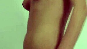 brunette enjoys homemade couple close up tape