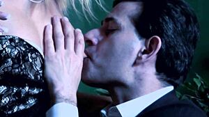 Feeling intense pleasure getting anal with fishnets on, leading to gaping pussy and facial cumshot