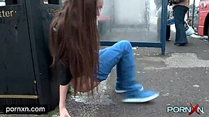 horny skinny leyla goes flashing in public