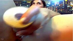 hot webcam girl plays with toys and cum