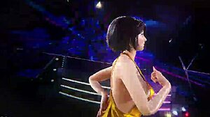 This beautiful woman is shaking her hips in an energetic dance performance