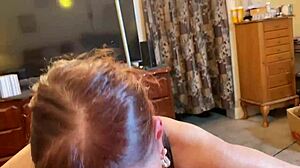 Granny's Intense Eye Contact During Passionate Blowjob