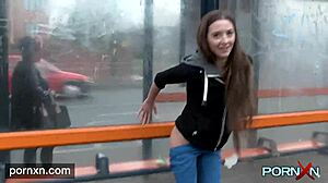 horny skinny leyla goes flashing in public