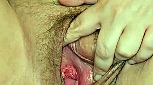 Wet pussy gets foot fucked