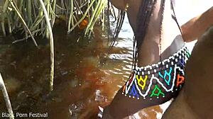 i was bathing outdoor when i got fucked unexpectedly