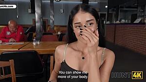 Hunt4k shy brunette girlfriend cheated in toilet sex with stranger drilling her shaved pussy hard in pov