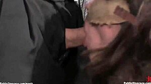 Slave endures public deepthroat and ass fucking