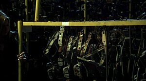 agent couple feels intense passion in warehouse