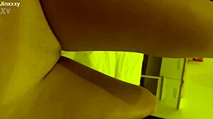 Beautiful babe Jinxxxy gropes her big ass and tits solo on bed