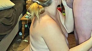 9 months pregnant milf sucks cock hard!