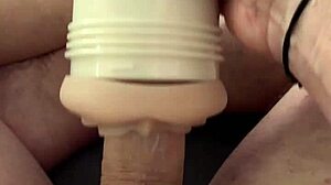 i play with my new fleshlight while watching porn and jerk off my big dick