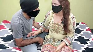 Pretty Asian Indian milf with natural big tits gets fucked hard by her horny boyfriend in a dorm room, with clear Hindi audio.