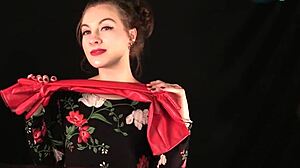 Experienced housewife gives red leather glovejob with dirty talk