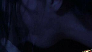 a brunette with small 18+ tits seduces a guy to fuck her through the whole night