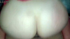 Brazilian amateur with big white perfect ass rides reverse cowgirl in red lingerie quickie.