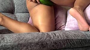 i insert cucumber into my pussy for solo masturbation