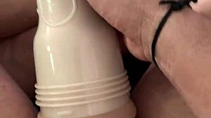 i play with my new fleshlight while watching porn and jerk off my big dick