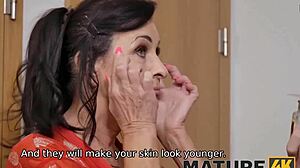 Mature Granny Feels Desire For Salesman's Giant Tits Encounter