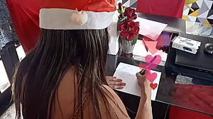 Athletic Milf Waits for Christmas Delivery in Fitness Interview