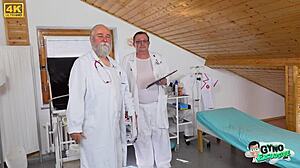 Young Blonde Ariela Donovan's Pussy Gets Thorough Exam By Two Old Gynecologists In Hospital Setting